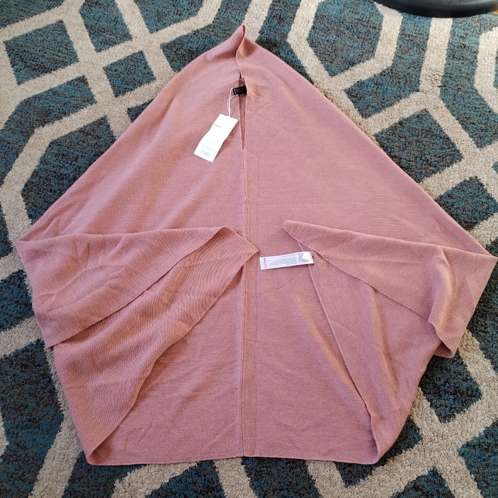 Eileen Fisher pink 100% Merino Wool Poncho Shawl One Size